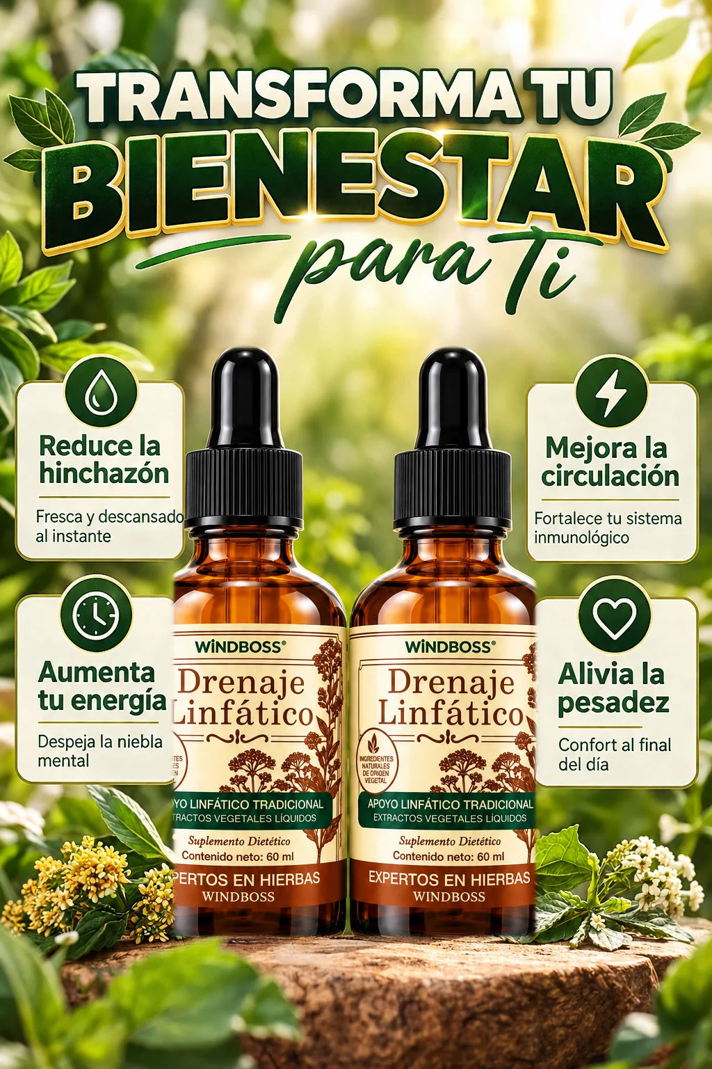 Transforma tu bienestar: reduce la hinchazón, mejora la circulación, aumenta tu energía, alivia la pesadez