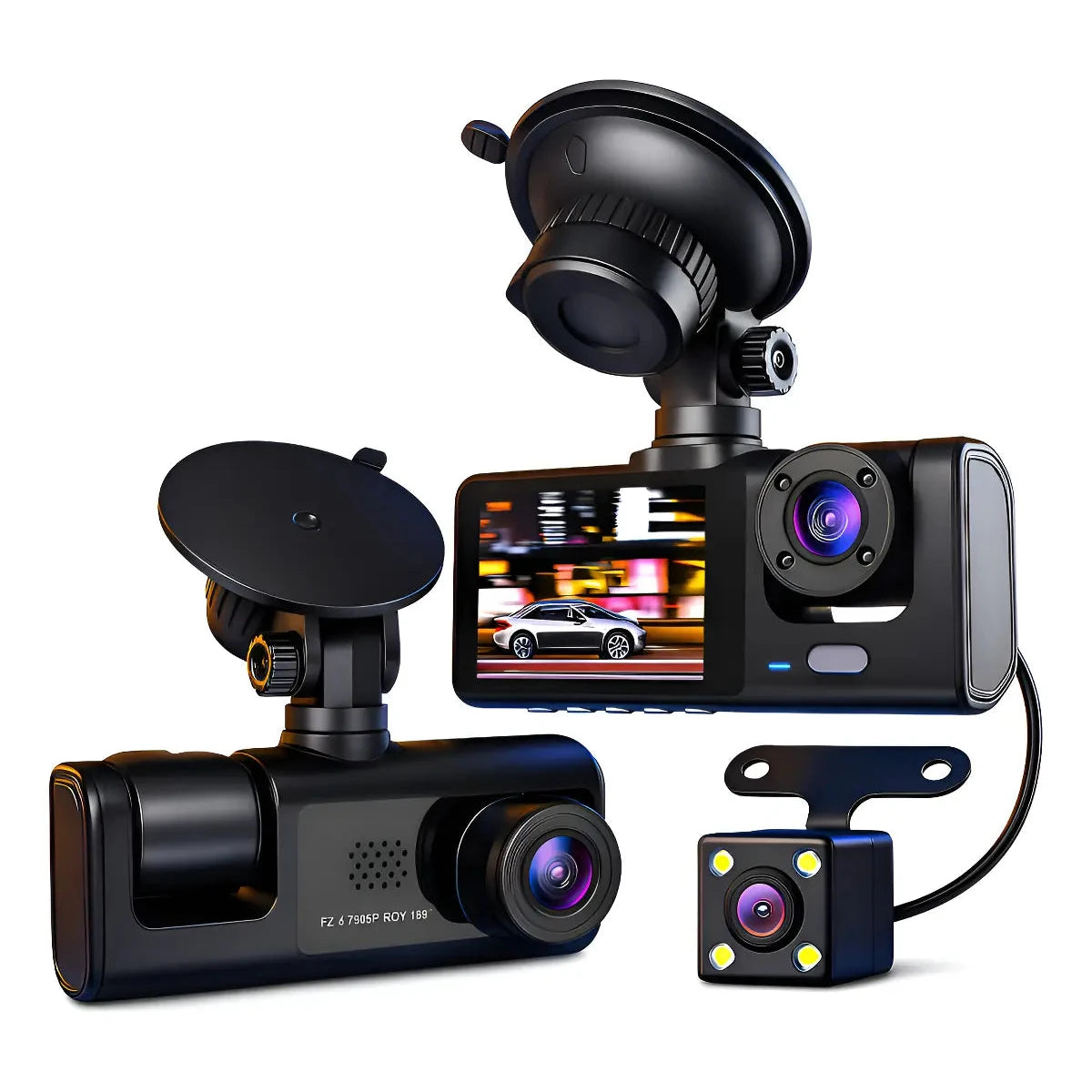 Cámara para auto con 3 vistas DashCam