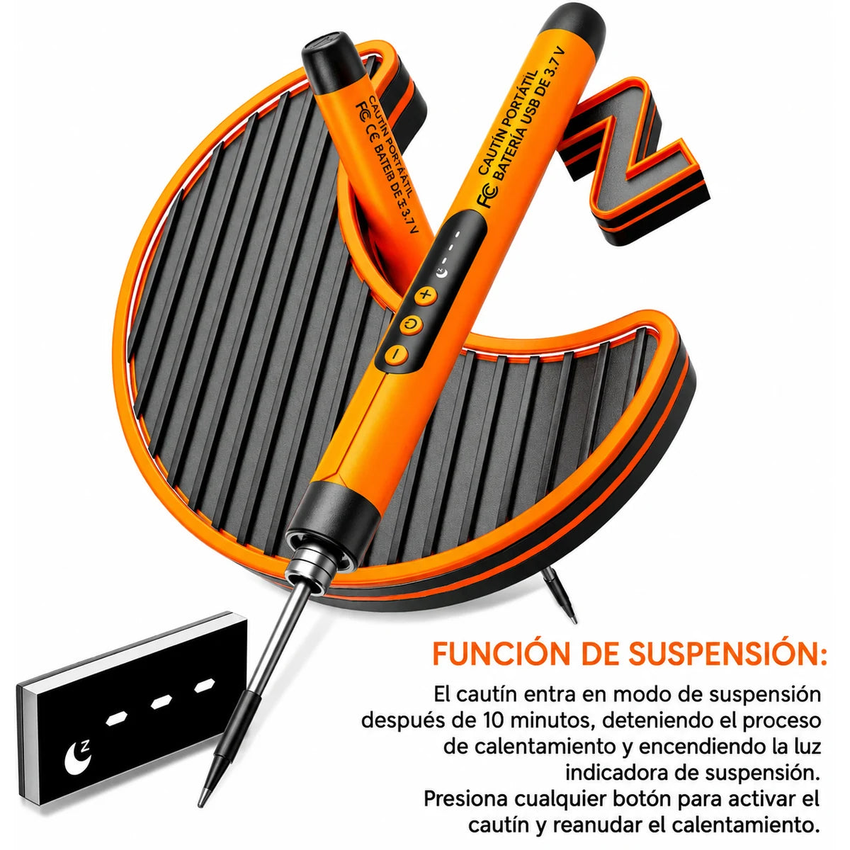 Kit soldador portátil recargable SoldaMax con estuche, base, soldadura y cable USB